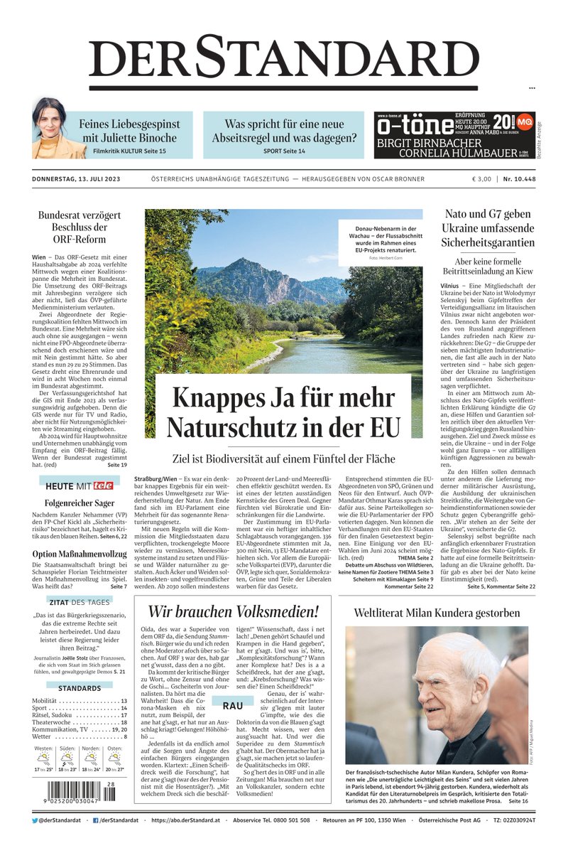 FrontPages1's tweet photo. Thursday's Der Standard (Austria) #news #TomorrowsPapersToday #FrontPages #Austria https://t.co/aS85sqL9GH