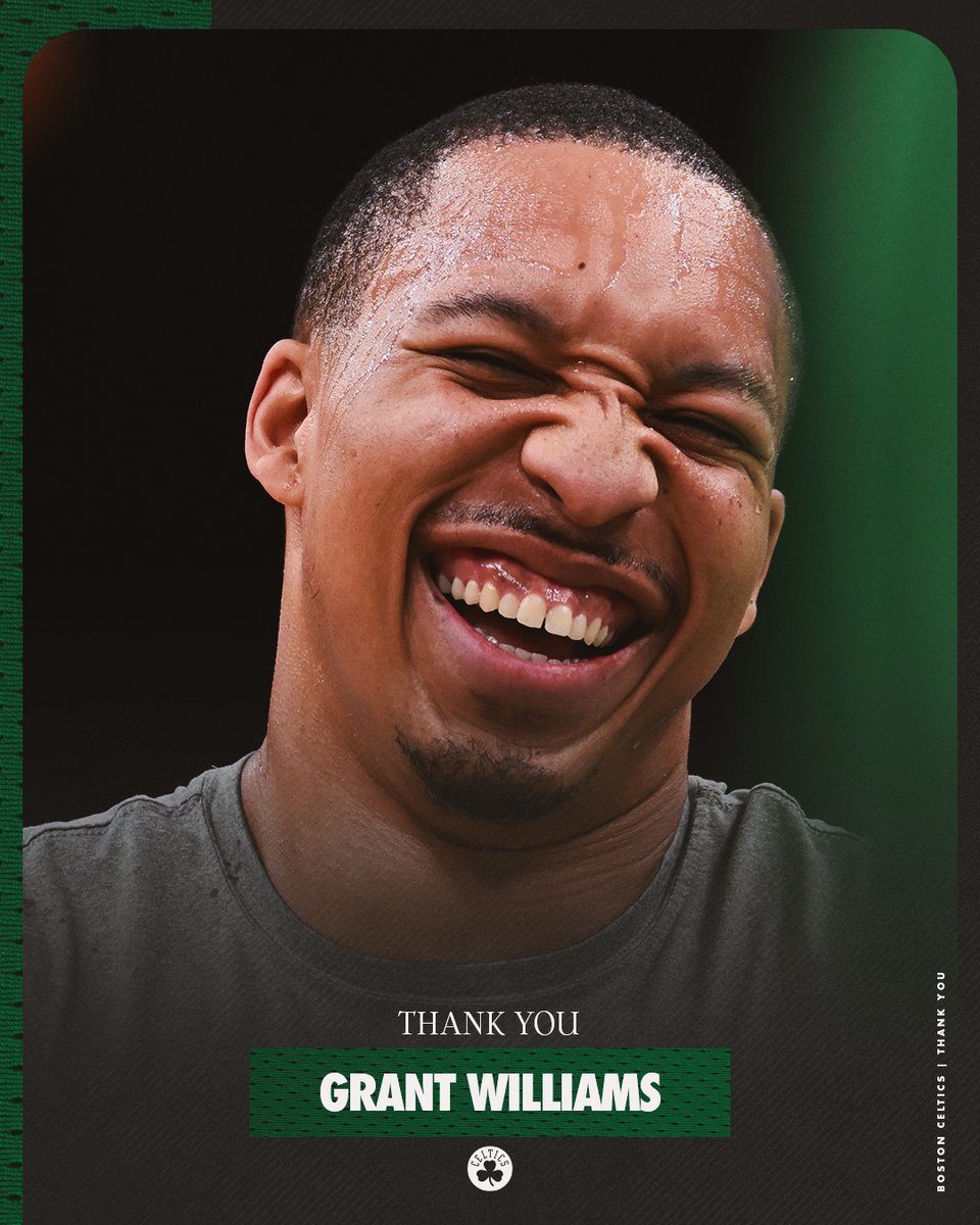 Boston Celtics (@celtics) on Twitter photo Thank you, <a href="/Grant2Will/">Grant Williams</a>, for embracing our city as your own, for being a champion in our community and for giving it your all every time you stepped onto the parquet ☘️
📝: on.nba.com/3pKZhbX Thank you, <a href="/Grant2Will/">Grant Williams</a>, for embracing our city as your own, for being a champion in our community and for giving it your all every time you stepped onto the parquet ☘️
📝: on.nba.com/3pKZhbX
