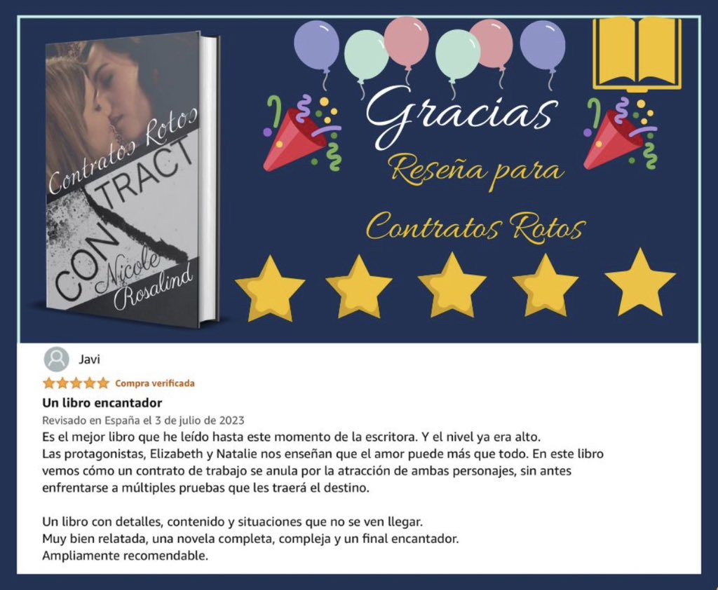 rosalindnicole3's tweet photo. Agradecida de lectores que toman de su tiempo para dejar unas palabras hermosas sobre mis escritos.🤗

#reseñas #gracias #literaturalésbica #romancelésbico #eróticalésbica #promolgbtt #autoresindie #autoras #leeorgullo #leoespañol #amorentremujeres #NicoleRosalind https://t.co/ncgXUzH2yL