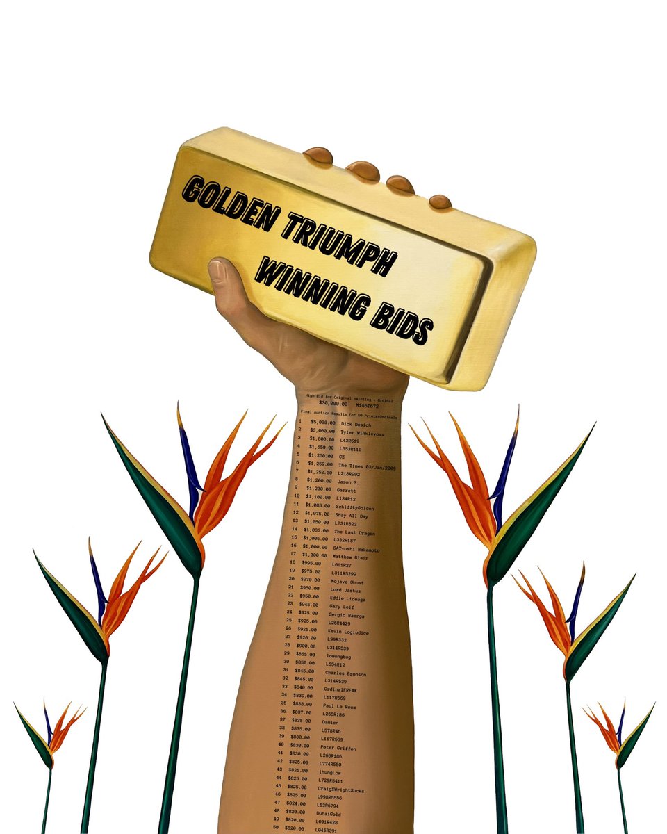 1MarketPrice's tweet image. Thanks for everyone who participated in the “Golden Triumph” project. Good to see that everyone has redeemed their Ordinals. A special thank you to @brknlnx and @OrdinalsGateway for helping with the mint and onboarding the winners. 
#marketprice
@PeterSchiff