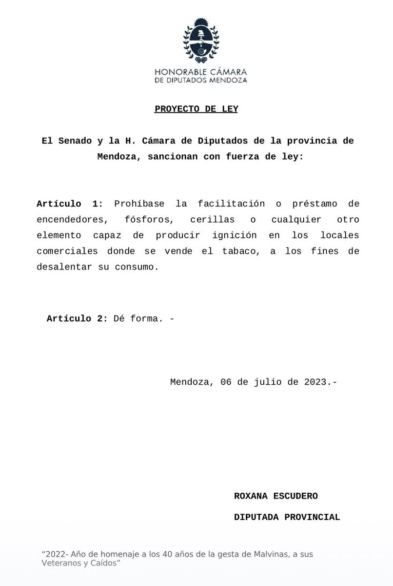 En Mendoza la Diputada Roxana Escudero presentó un proyecto de ley buscando prohibir a los dueños de kioscos prestar encendedores, fósforos y cualquier otro dispositivo capaz de generar fuego.

El nivel de desconexión con la realidad es astronómico. Fin.