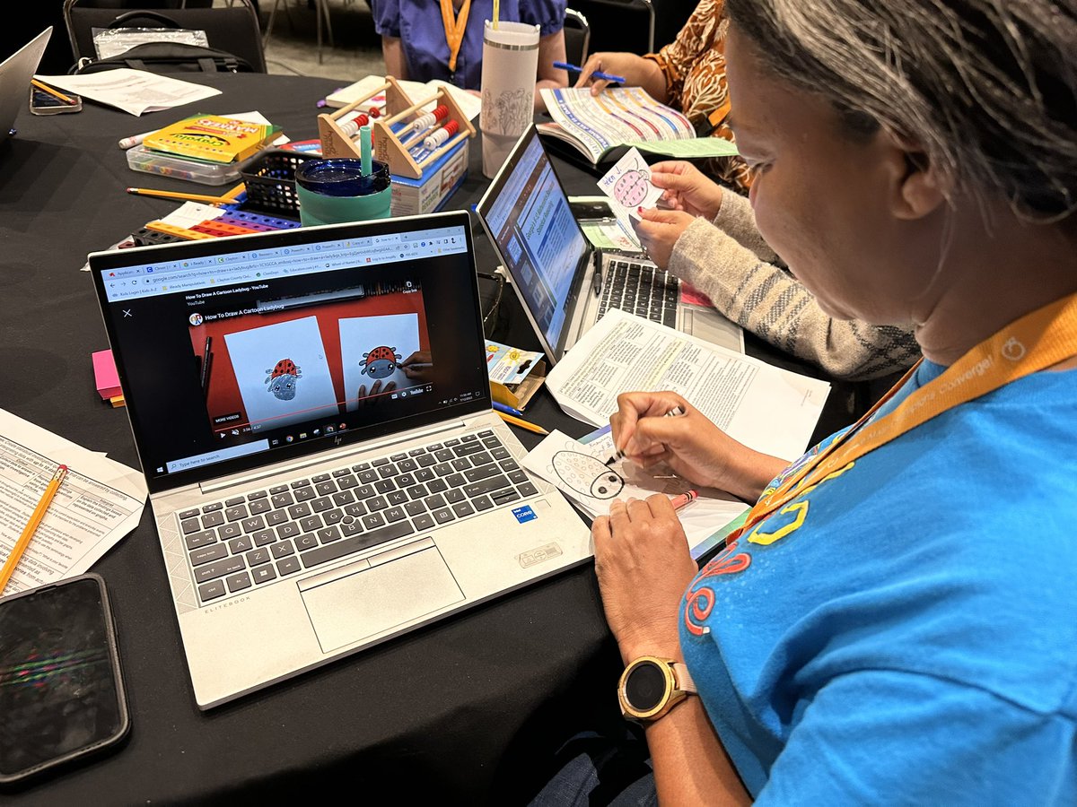 Day 2 at #MathCON2023. 
Gotta love this- a T being resourceful when instructed to draw a ladybug! What does a ladybug have to do with statistical reasoning? Stay tuned! <a href="/GaDOEMath/">GaDOEMath</a> <a href="/negaresa/">NEGA RESA</a> <a href="/MaryDawkins83/">Mary Dawkins</a>