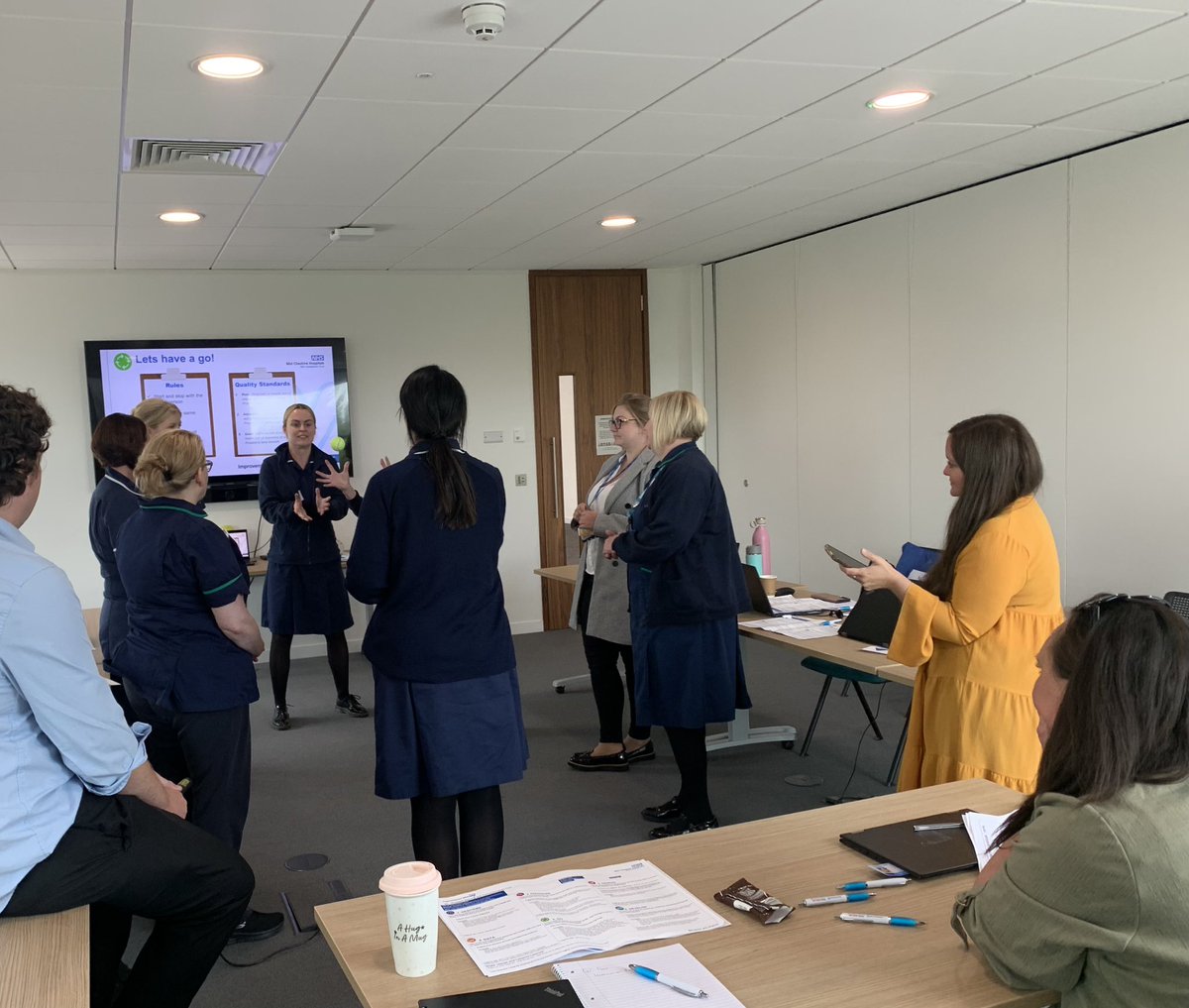 A great morning supporting our community district nursing teams with their improvement work. Also having taught PDSA games for many years now, I’ve never seen the tennis ball activity tackled by teams this way! Innovation at its best CCICP! @joannebowen45 @CallamJames