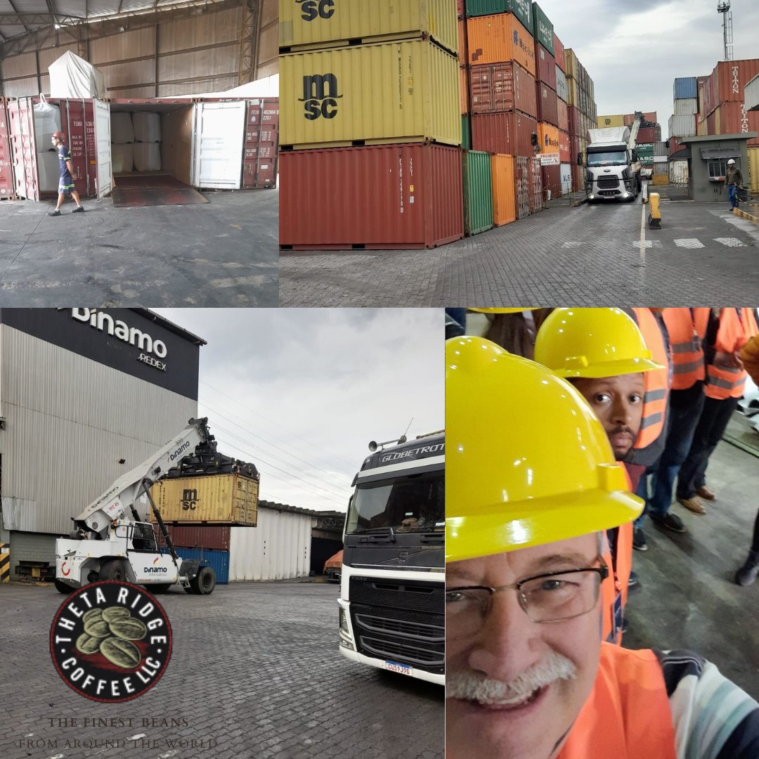 ThetaRidgeSB's tweet photo. We are in Brazil! After carefully selecting and processing the coffee beans, they are loaded into containers for their journey to South Bend, Indiana. This represents  our commitment to sharing the exceptional Brazilian coffee for which #thetaridgecoffee is known https://t.co/eV78iOGSvw