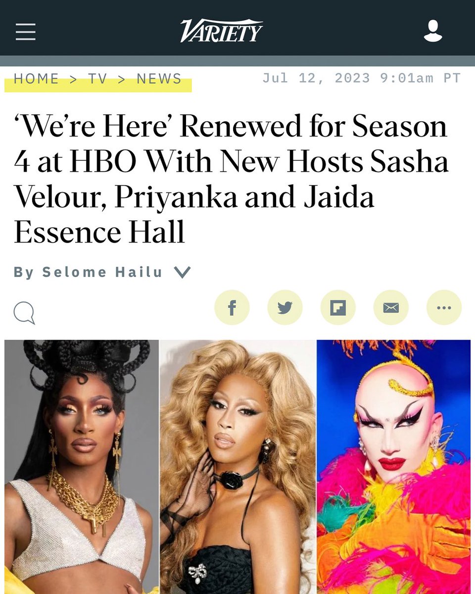 thequeenpri's tweet photo. New season.
New Queens.
Same mission.
 
#WereHere Season 4 with @sasha_velour, @jaidaehall and me, Pri is coming soon to @HBO @StreamonMax 

https://t.co/stCw9Hecev https://t.co/kdsr2SG4y1