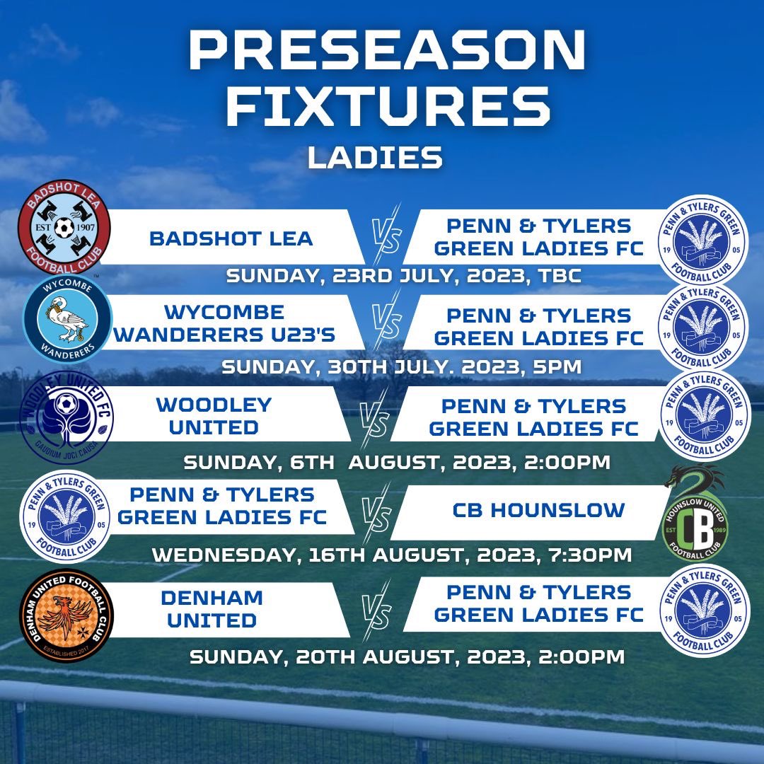 penntgfc's tweet photo. Here is the preseason fixture list for our ladies team ⚽️💙#wearepenn #pennandtylersgreenfc https://t.co/rKPQHVaKBj