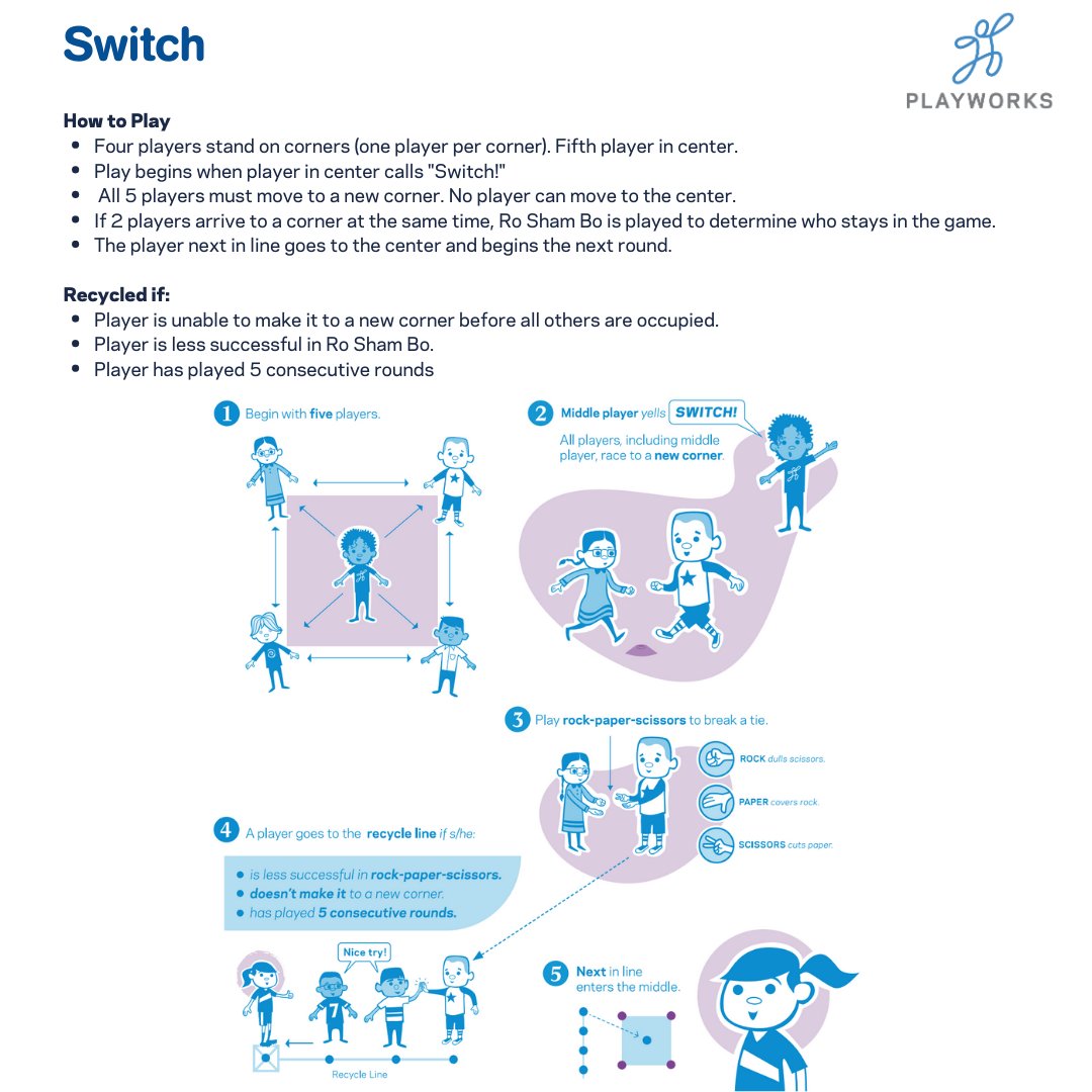 PlayworksIL's tweet photo. Next up in the Summer Recess series: Switch! This a Playworks favorite game and can be played anywhere. Try it out! https://t.co/ZuBJMqipxt