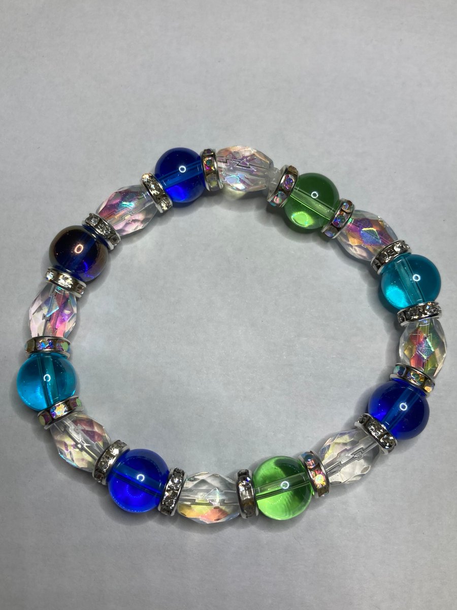 Excited to share the latest addition to my #etsy shop: Blue, Green, and Aqua Bracelet / Rhinestone Bracelet / Clear Bracelet / etsy.me/3OazALh #women #glass #aquabracelet #bluebracelet #greenbracelet #rhinestonebracelet #blueandgreen #clearandaqua #clearandgree