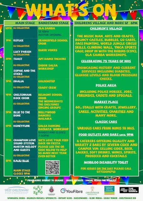 Cheltenham Midsummer Fiesta - Montpellier Gardens - Saturday July 15th

A celebration of Cheltenham's communities, featuring live local bands and performances on 2 stages, a market place with 60+ stalls showcasing local businesses and much more...

glos.info/whats-on-festi…
