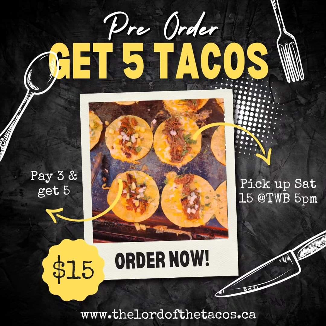 TWB Co-op Brewing (@twbcoop) on Twitter photo Tacos from <a href="/chefedperez/">Chef Eduardo Perez</a> at the brewery this Friday and Saturday 4-8 as always!
PLUS a special this week: Get your order in ahead of Saturday and get 5 tacos for the price of 3!! Tacos from <a href="/chefedperez/">Chef Eduardo Perez</a> at the brewery this Friday and Saturday 4-8 as always!
PLUS a special this week: Get your order in ahead of Saturday and get 5 tacos for the price of 3!!