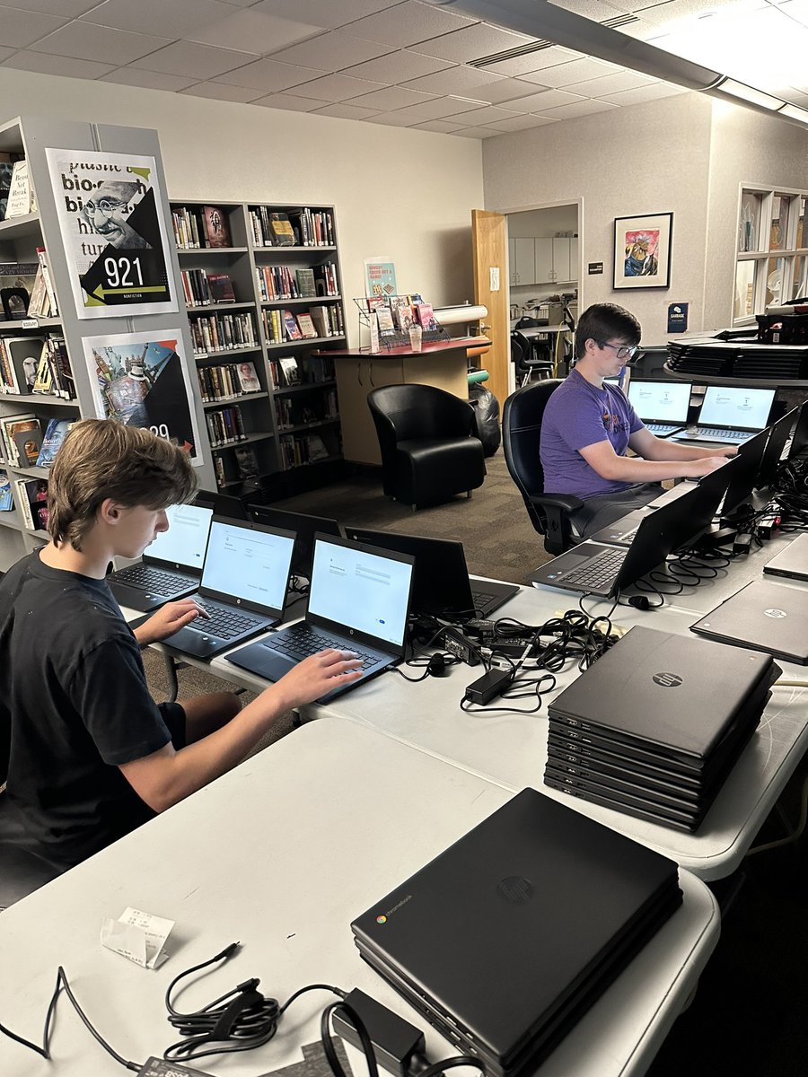 Our BPS IT Interns are hard at work enrolling new Chromebooks for the upcoming school year!   Thank you to <a href="/tanna_kincaid/">Tanna Kincaid</a> and <a href="/daleh53/">Dale Hoerauf</a> for always championing the work of our interns!    #learnbps  #nd_cte