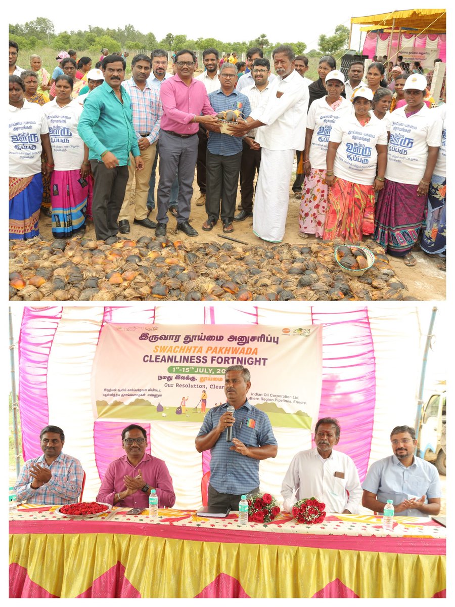 iocl_srpl1's tweet photo. @iocl_srpl1 Ennore in collaboration with Thiruvallur District Rural Development Authorities conducted a mass awareness campaign on Traditional Palm Leaf Handicraft items and its economic benefits in Nerkundram village. The video clip gives us a sneak peek. @IOCL_PLHO @IndianOilcl https://t.co/5caCBdwPwi