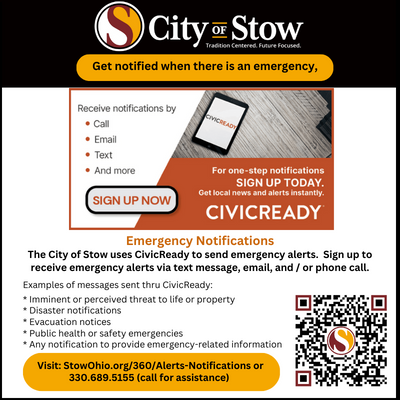 FuninStow's tweet photo. The CIty of Stow is conducting an emergency alert TEST.  These tests will be done quarterly to ensure that the system is working correctly in the event of an emergency.  

If you or someone you know did not receive that emergency communication call 330-689-5155. https://t.co/NBXBIH6ueZ