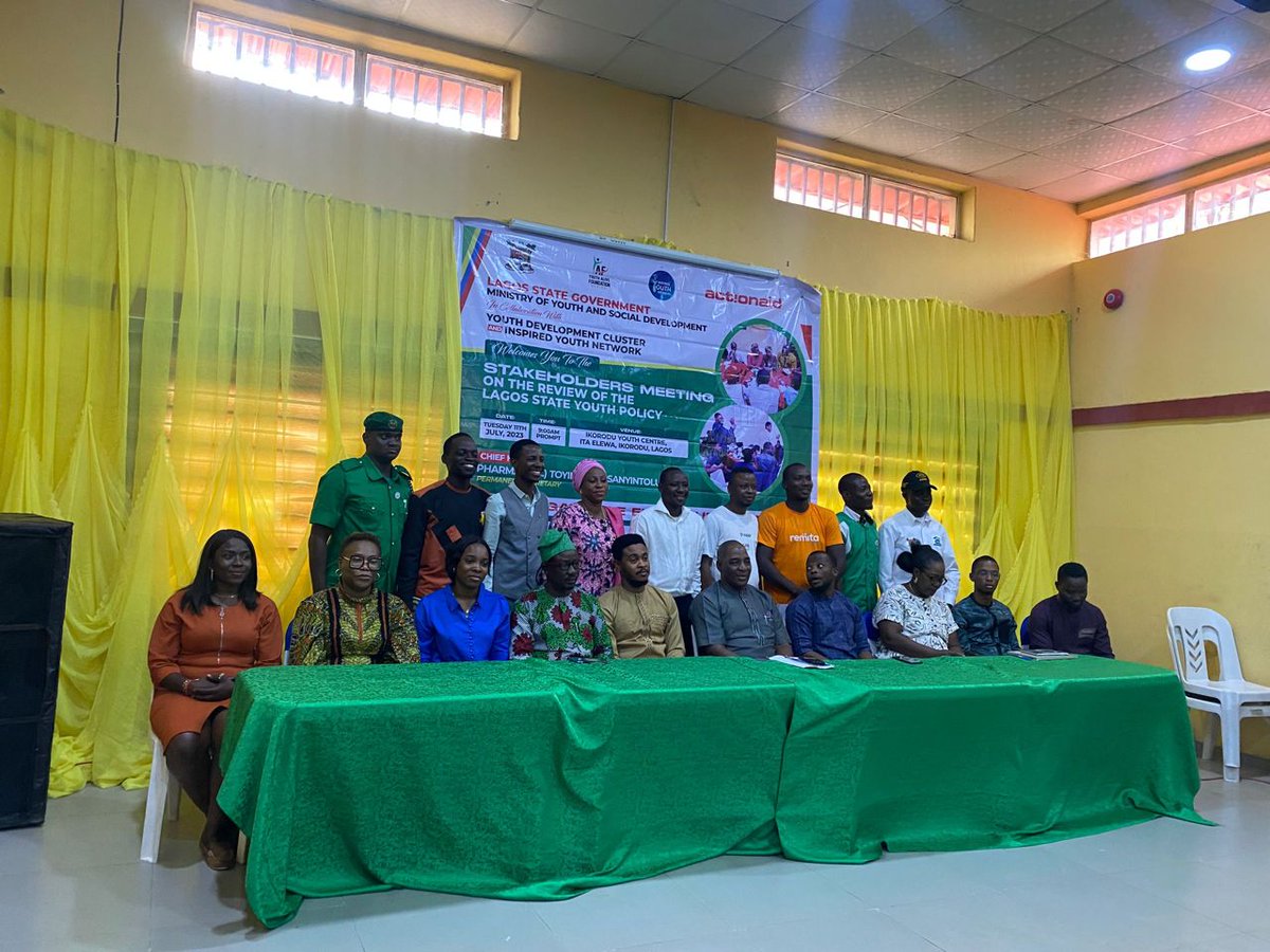 DynamicYouth7's tweet photo. @DynamicYouth7 was part of the just concluded 2 Day Stakeholders Meeting on the Review of Lagos State Youth Policy. As part of the TWG members, we were able to identify major issues affecting young people in the state.

Thanks to @TheYAFafrica for the support. https://t.co/1Q6nrW1Kso