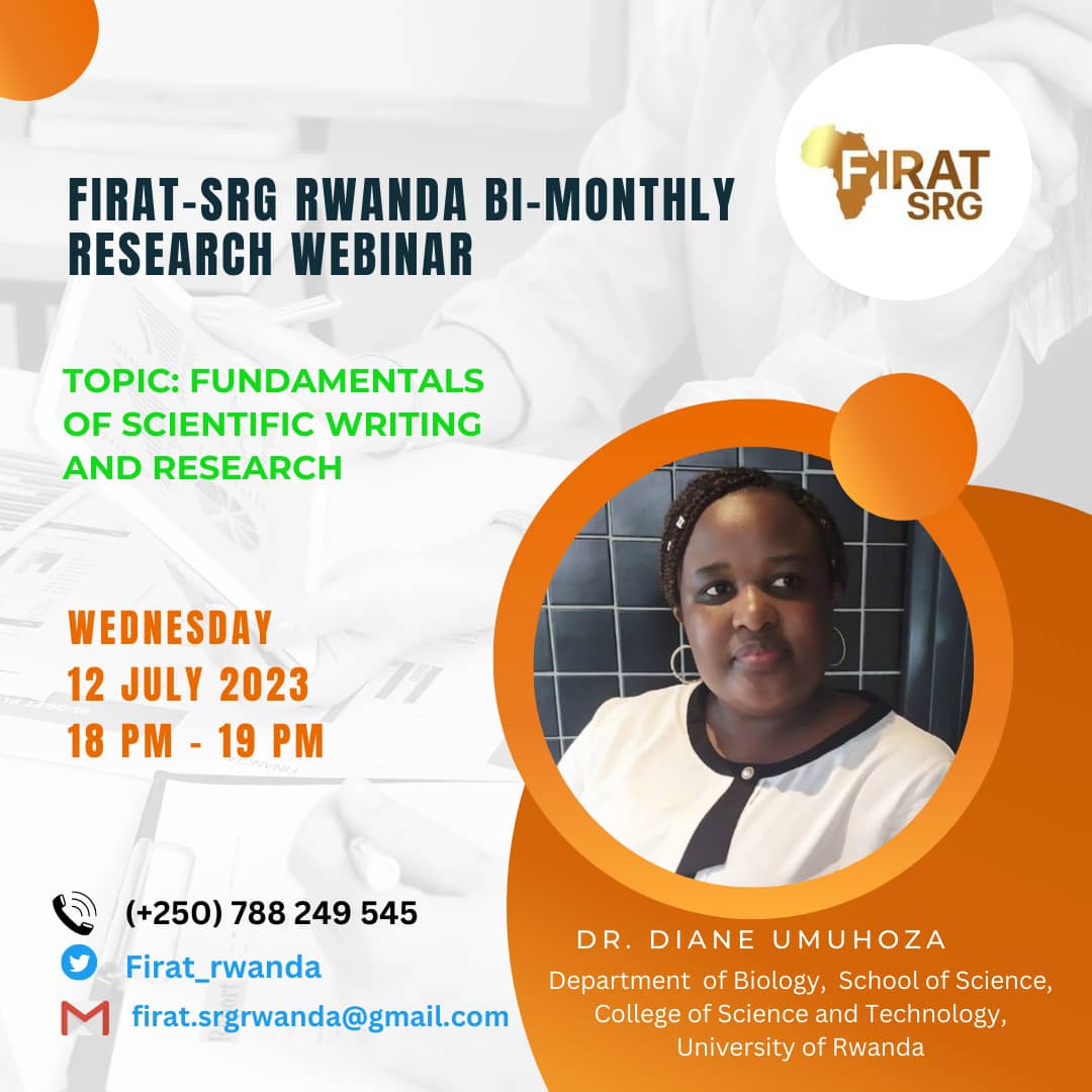 Firat_rwanda's tweet photo. HAPPENING NOW:
Our first serry of the Bimonthly Research Webinar Series is going on with @ddumuhoza
Topic: Fundamentals of Scientific Writing and Research
#Research
#StudentsInResearch https://t.co/6WaZC4CXKB
