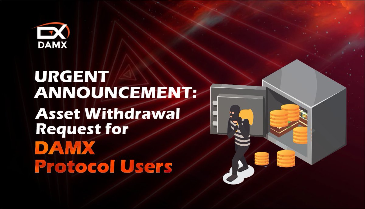 DmxDao's tweet photo. URGENT ANNOUNCEMENT: Withdrawal Request for #DAMX #Protocol Users

Dear valued users,

We regret to inform you that certain assets within the DAMX protocol, including #ETH, #USDC, and #BTC, have been locked due to a recent multichain #bridge hack in the #Fathom network.

To prioritize the safety of your investments, we urgently request the immediate withdrawal of all assets from the DAMX protocol. We are actively working with the #LayerZero Bridge Team to replace the affected assets as swiftly as possible.

To safeguard your interests, we urge all DAMX users to initiate the withdrawal process promptly. We apologize for any inconvenience caused and will keep you updated on any developments.

#Lending #Staking #Borrowing