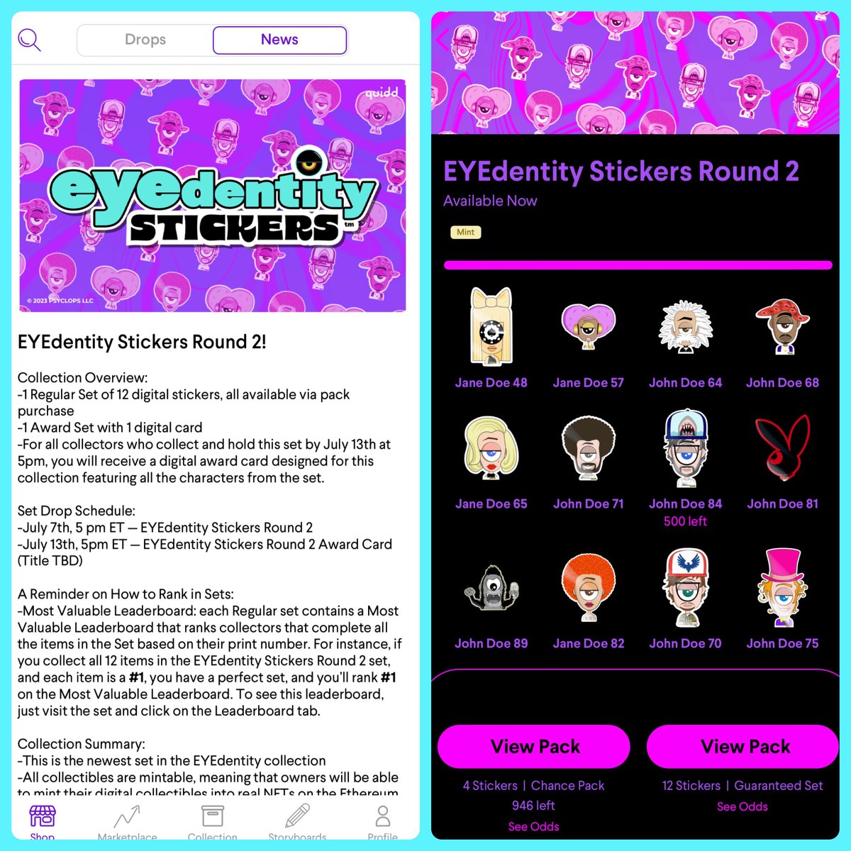 winstonwolf2273's tweet photo. ICYMI: The new #NFTMintable #EYEdentity sticker set on @quidd will have an #Award #DigitalCollectibles card which will feature all the set characters! Make sure to complete your set by 5pm today so you qualify for it! There’s 2 pack options or buy on the aftermarket! @JOhnDOze_ https://t.co/WfWtPcJ8Mv