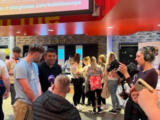DerwenCollege's tweet photo. @DerwenCollege students took part in Chester Disability Pride Parade! We even made it onto ITV News https://t.co/wrwdAaHjLM  and met the Newsround presenter Martin Dougan (more news on that soon!). 
#APlaceOfPossibility @Martindougan11 https://t.co/7v7wRBbjRP