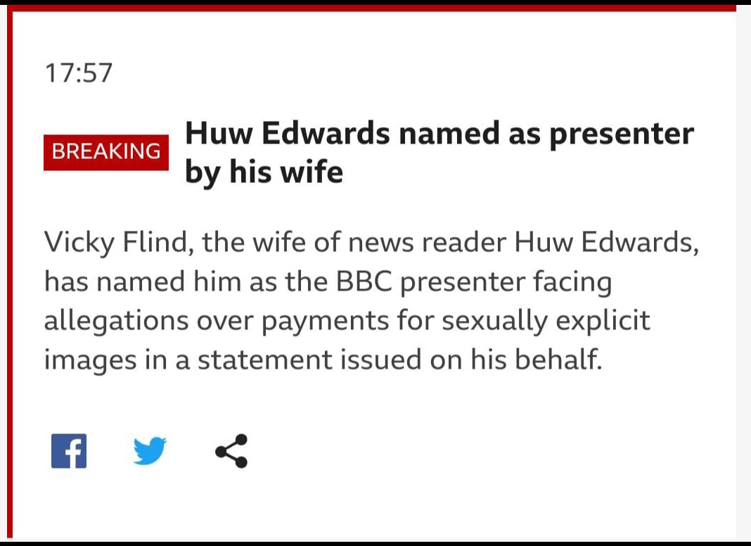 #HuwEdwards you dirty dirty man 
#BBCPresenterScandal #bbcpresenter #BBCscandal #BBCnonce #bbc
