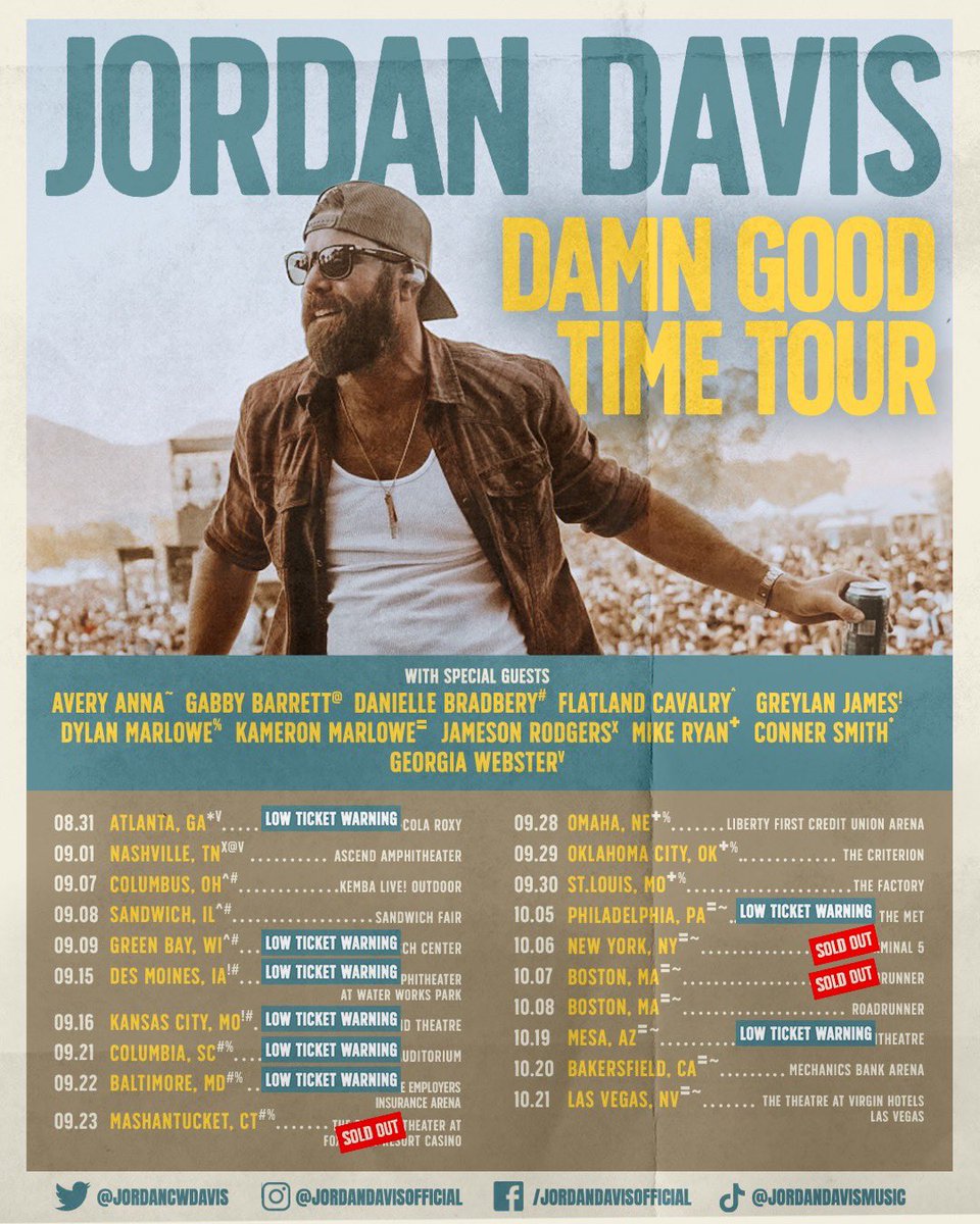 JordanCWDavis's tweet photo. The #DamnGoodTime tour is kicking off soon..y’all get your tickets while ya can and we’ll see you soon. 
https://t.co/6vIvTx3MyT https://t.co/6ix6488ICX