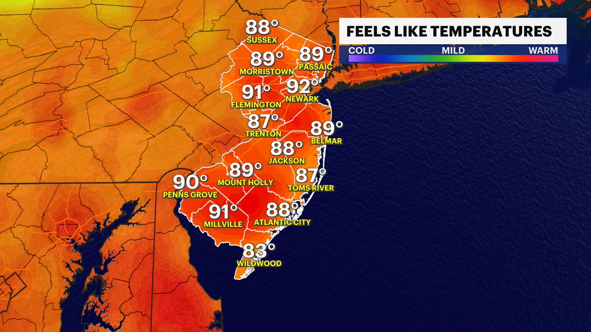 MichelePowersWx's tweet photo. 🥵🌞Hot today, slightly sticky... but feeling HUMID again very soon.
#AirQualityalert #njweather #hazyhothumid #summer2023
@news12nj https://t.co/ltqmjF0A1s https://t.co/4UxHY24YNR