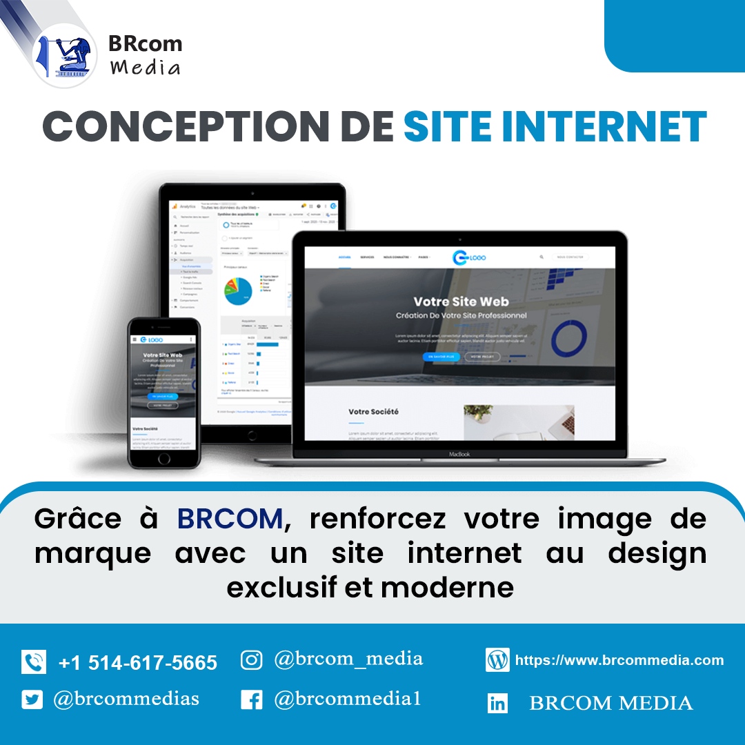brcommedias's tweet photo. Chez BRCom Media nous concevons et construisons avec vous le site internet personnalisé, professionnel et évolutif dont vous serez fier. 

📌 https://t.co/kazIWuobW6
📌 Email 📧 info@brcommedia.com

#brcommedia #canada #USA #Africa #design #ecommerce #websitedesign #graphicdesign https://t.co/BiBvs4gx2O