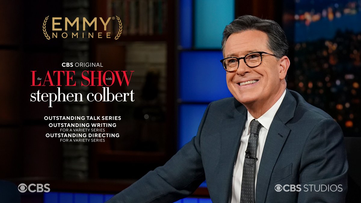 CBSTVStudios's tweet photo. Raise a mug to @colbertlateshow! Congratulations to @stephenathome and the entire crew on their #Emmy nominations!! 🙌
🏆Outstanding Talk Series
🏆Outstanding Writing for a Talk Series
🏆Outstanding Directing for a Talk Series https://t.co/rl47hEJKtl