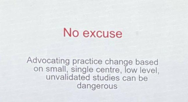 nuwansd's tweet photo. “Advocating practice change based on small, single centre, low level, unvalidated studies can be dangerous” @AHNSinfo @Montreal #evidencebasedmedicine https://t.co/SbEQwPaPYb