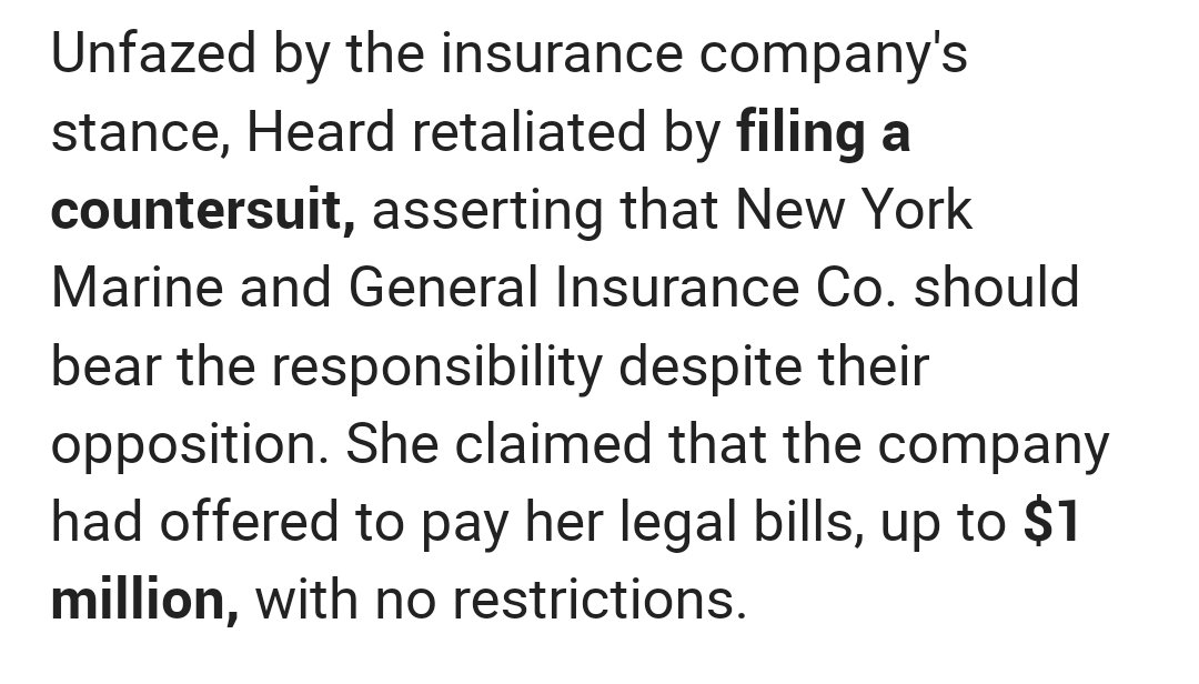 CaroleMPea's tweet photo. This is why it was settled. Cause they would only pay up to one million dollars. Until she was found to have been malicious. https://t.co/caaYlzkmaQ