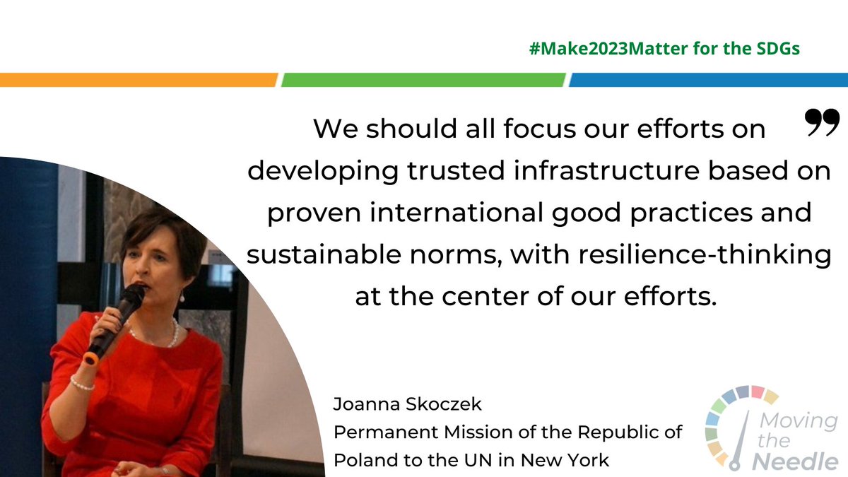 USCIB's tweet photo. Why is #SDG9 so critical to the Sustainable Development Agenda? Grateful for insights from DPR @joanna_skoczek from @PLinUN about trusted #infrastructure & resilience-thinking at our Moving the Needle Roundtable during this year's @UN #HLPF #HLPF2023 #globalgoals #make2023matter https://t.co/wcS4Xy3TH7