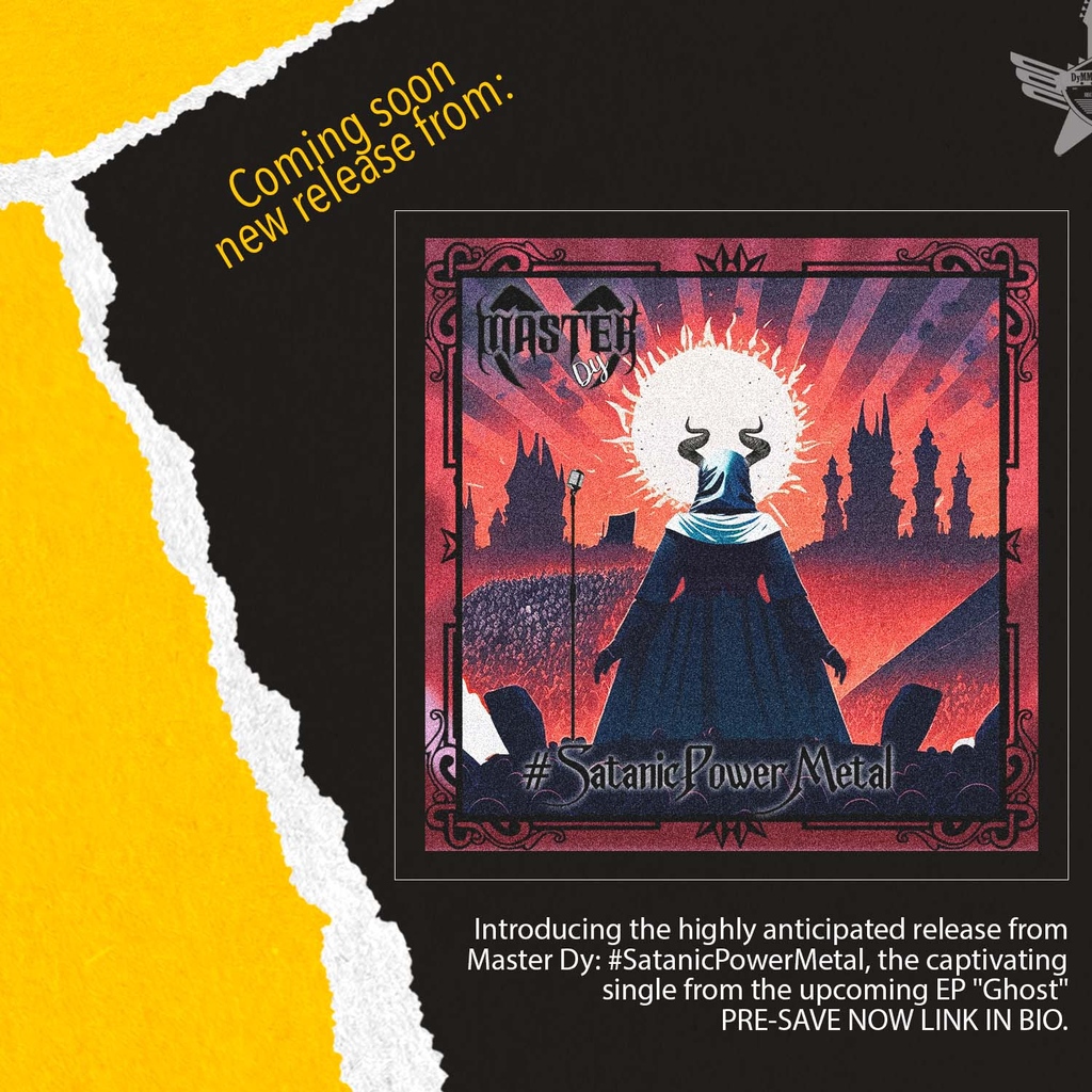 Experience the mesmerizing power of #MasterDy's latest release: #SatanicPowerMetal. This captivating single is a sneak peek into the upcoming EP "Ghost". Don't miss out on the dark enchantment, pre-save now⁠
#Satanicpowermetal #symphonicmetal #DMF24 #Dymmetalfest24 #bandcamp