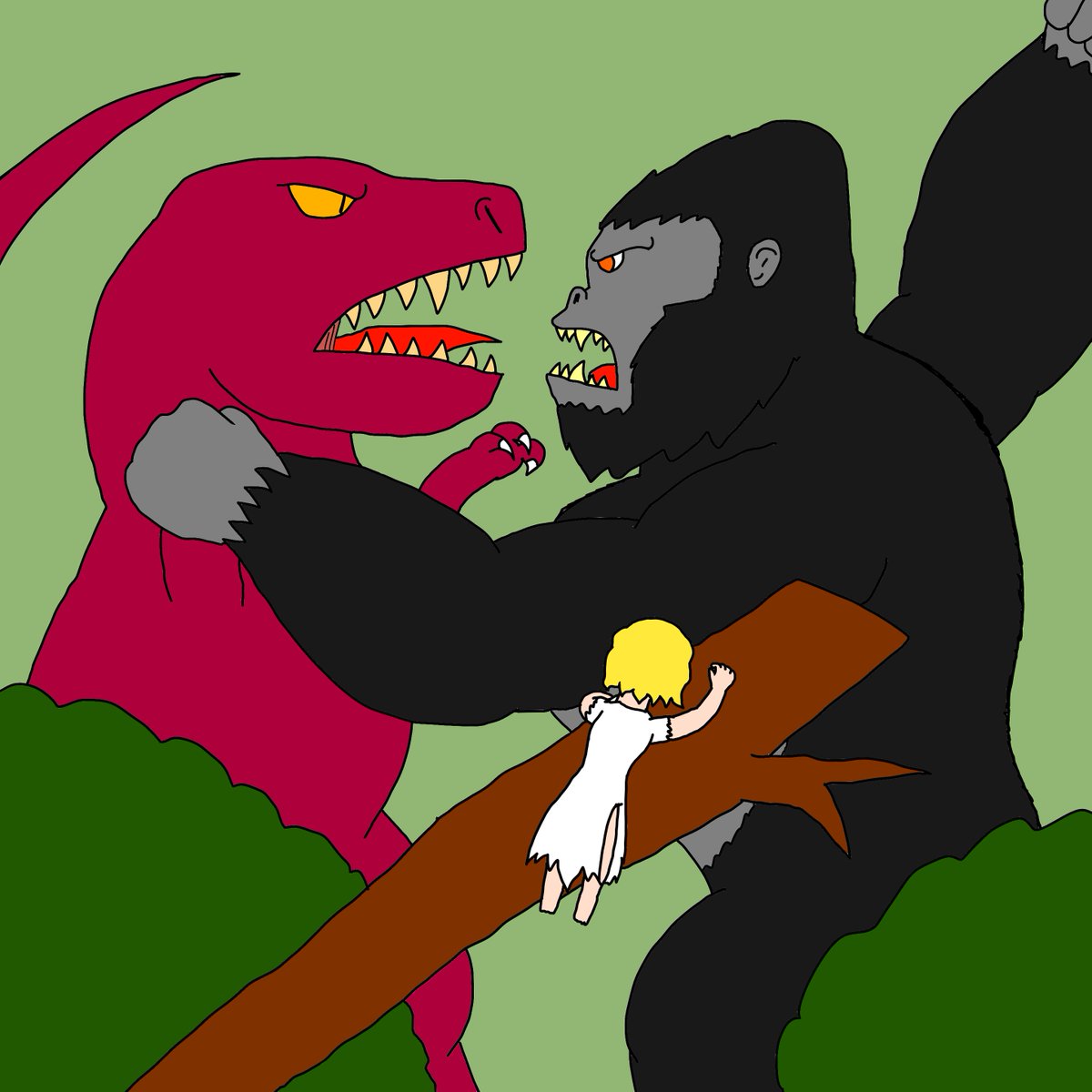 CROLUKA20's tweet photo. A legendary scene from a legendary 

#kingkong #kong #monster #gorilla #tyrannosaurus #trex #dinosaur #movie #kaiju #battle #beast #anndarrow #lizard #ape #fanart #drawing https://t.co/CalZdIBRSK