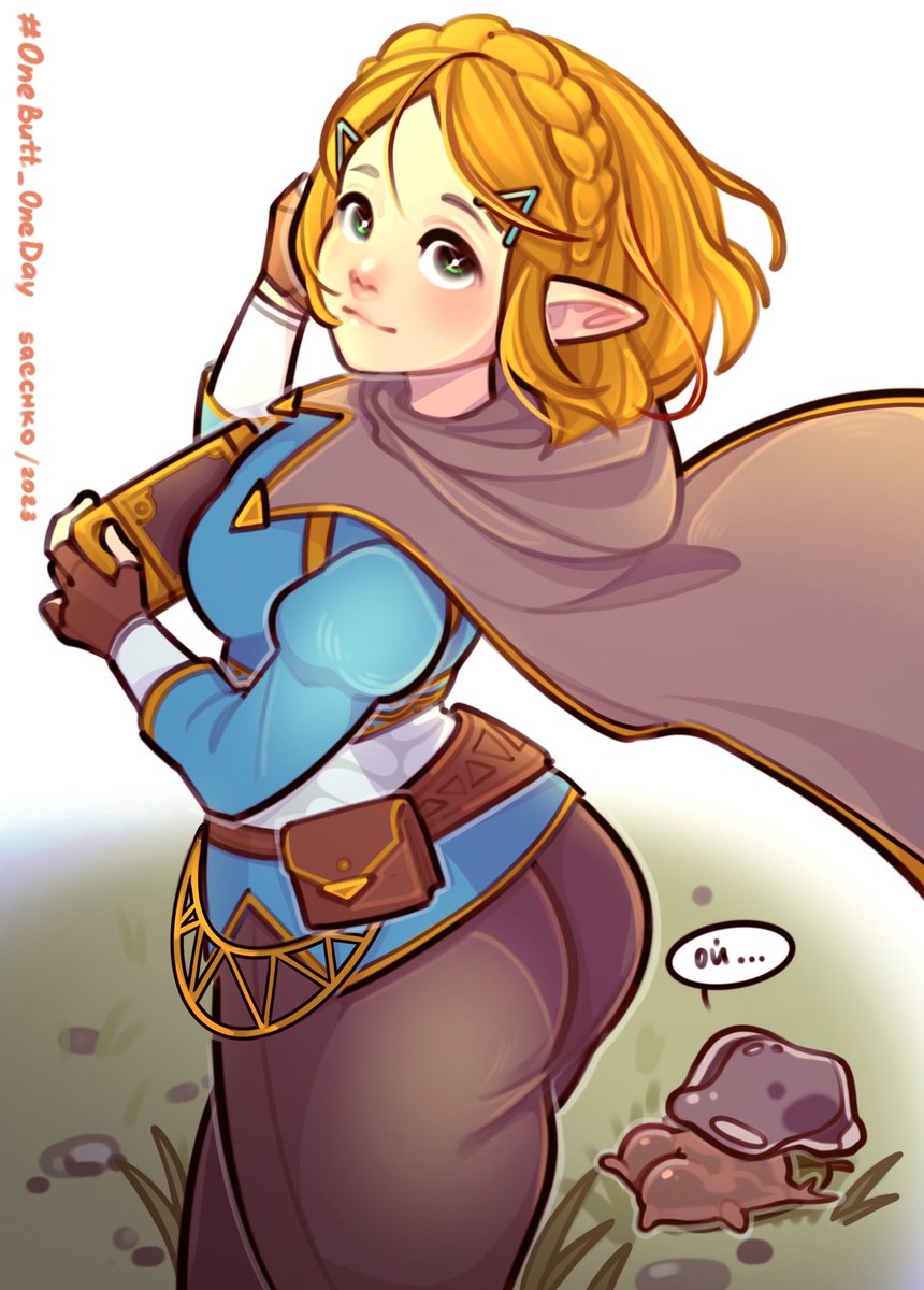 saechko's tweet photo. #OneButt_OneDay 🍑 
Day 8-9: Zelda (The Legend of Zelda: Tears of the Kingdom) 
. 
Returning to the challenge with a beautiful lost princess and Korok's booty! ✨ https://t.co/dl4xCyN7Jc