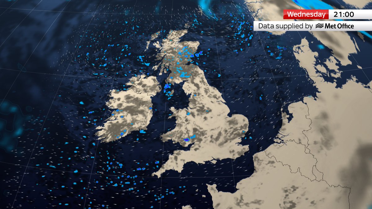 Showers continuing tonight but fairly isolated, becoming largely confined  to exposed N, W & Channel coasts later. Wind easing inland

More - https://t.co/f0MOgixoYV https://t.co/DsIpOunoCW