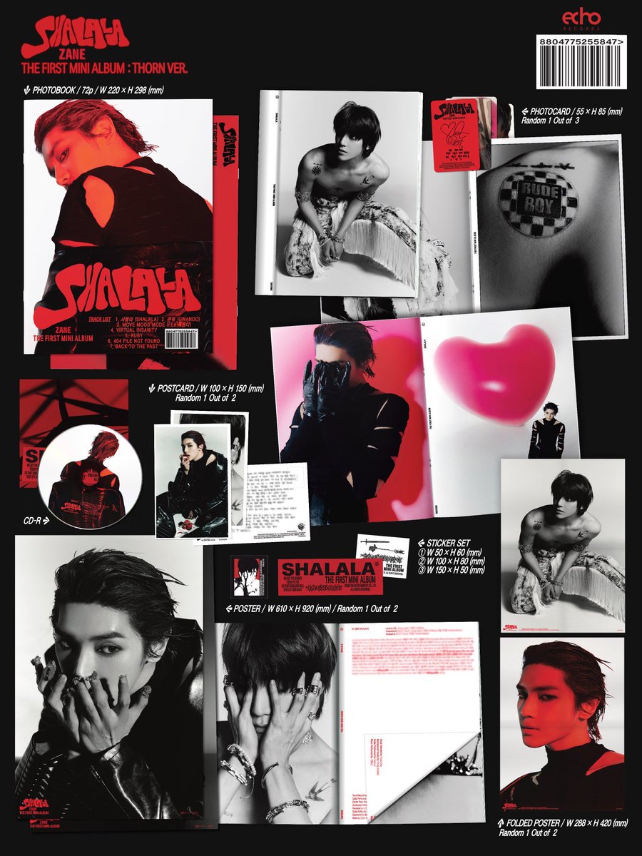 ECHO_RCRDS's tweet photo. ⠀ZANE [ ALBUM DETAILS – Thorn ver. ]
⠀
1st Mini Album ‘SHALALA’
⠀ ➢ 2023-07-21 11AM (CEST)
⠀
#ECHO_ZANE #ZANE_1STMINIALBUM
#ECHO_SYSTEM_OFFICIAL https://t.co/o1SBJO4v6p