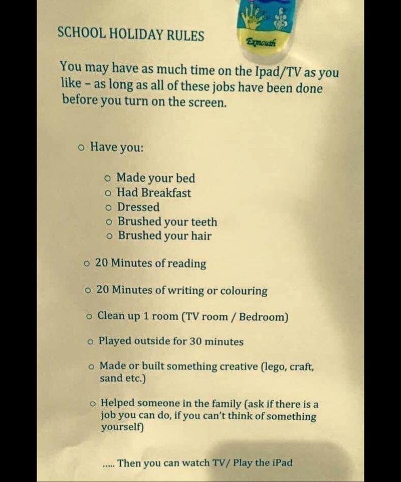 katypotts's tweet photo. Summer Holidays #Parenting #Digital balance 
Love this Family Rules example 
from a US Parenting Group (Dad Patrol)

Same principles as #Digital5ADay @ChildrensComm 

https://t.co/mBJzIy67FB 

Worth sharing - digital parenting is a challenge for most! https://t.co/nSyPAnfiAs