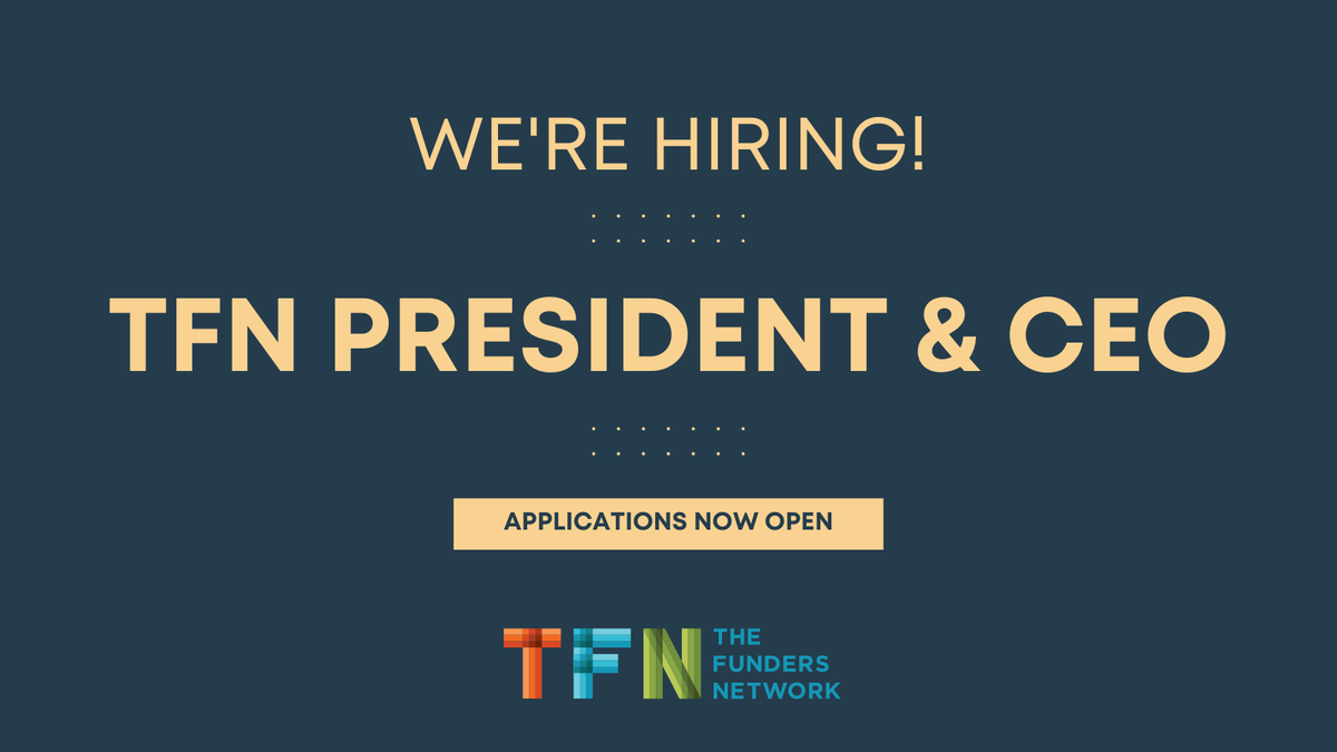 ✨Are you a visionary, dynamic &amp; strategic leader with a passion for helping communities become more sustainable, prosperous, healthy &amp; just?

✨Applications are now open for the position of TFN's President &amp; CEO!

👉🏿Learn more here:
bit.ly/3rolDk7