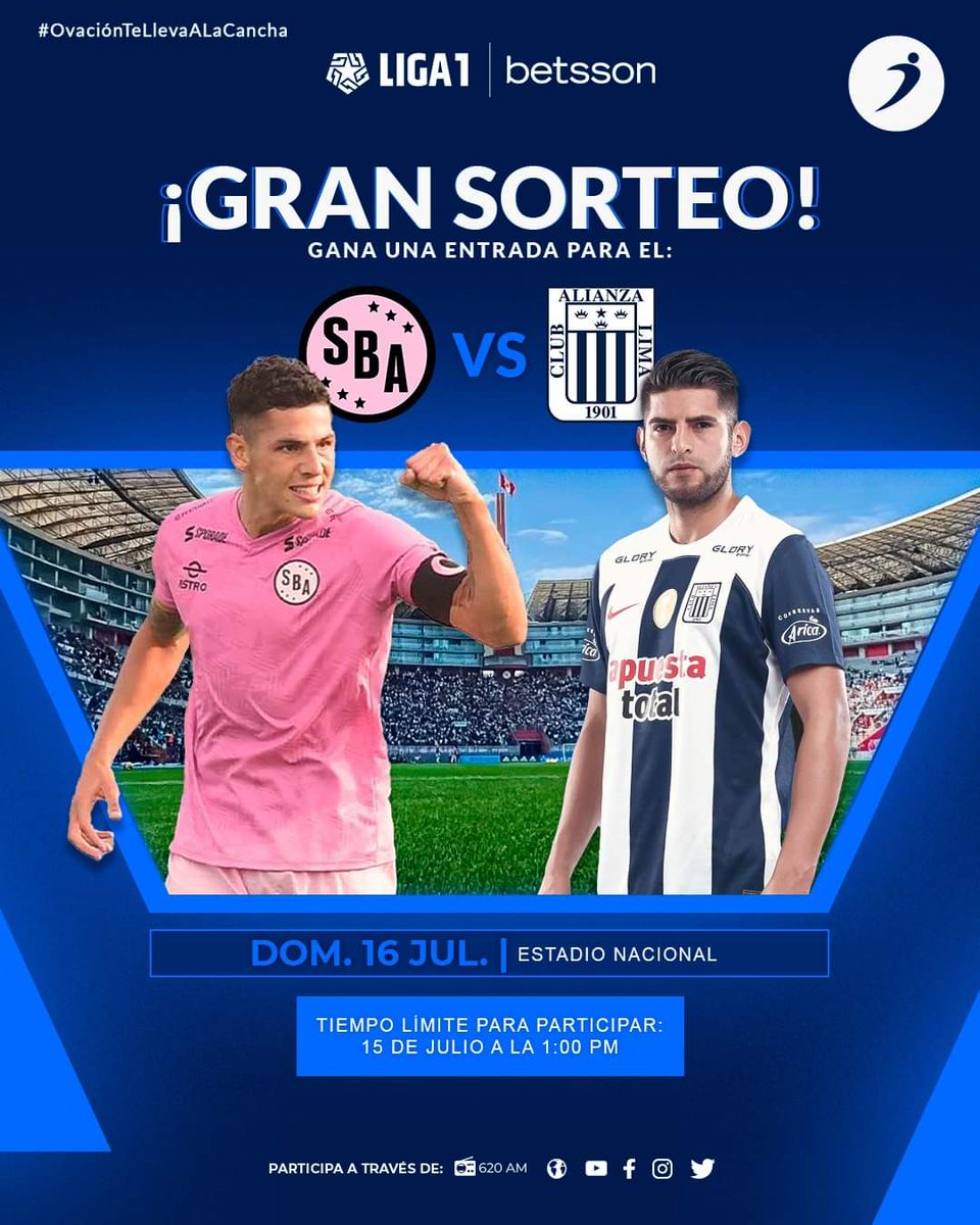 ovacionweb's tweet photo. ¡TE LLEVAMOS A LA CANCHA! 📣⚽
#Ovación te lleva #GRATIS al #SportBoys vs #AlianzaLima. Concursa por una de las entradas 🎟️ siguiendo estos pasos:
1️⃣ Sigue: OVACION DIGITAL
2️⃣ Like a la publicación y etiqueta a tres amigos.
3️⃣ Comparte el sorteo en tu muro. https://t.co/Cor7jQlOeL