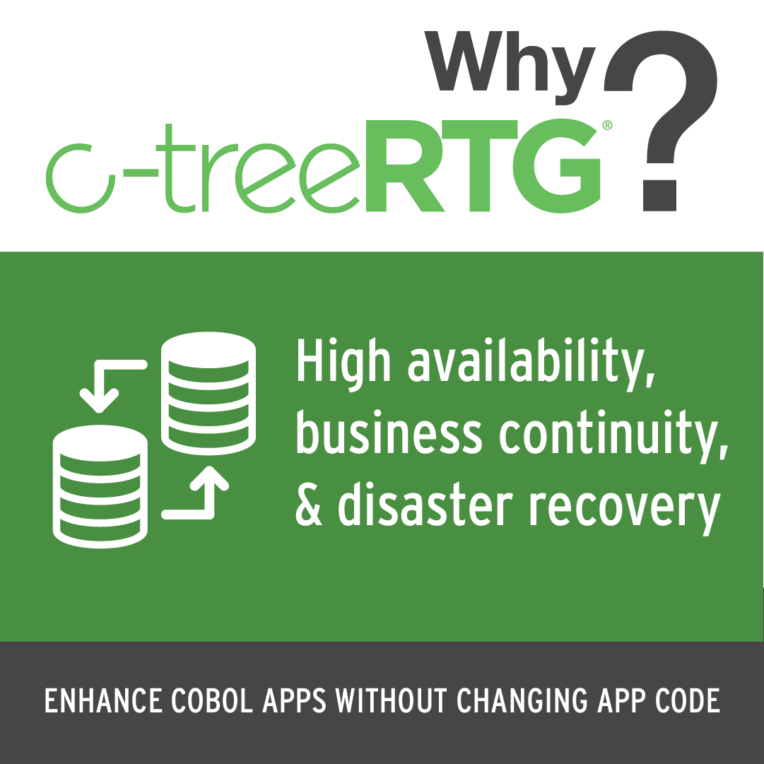 COBOLparadox's tweet photo. If you're running a COBOL application, you're probably dealing with a ton of data and transactions at any given moment — and that means you can't afford to lose data during failures. Choose c-treeRTG for proper HA/DR without changing the source code. https://t.co/LYkcBp17wj https://t.co/SxMUC7sCWo