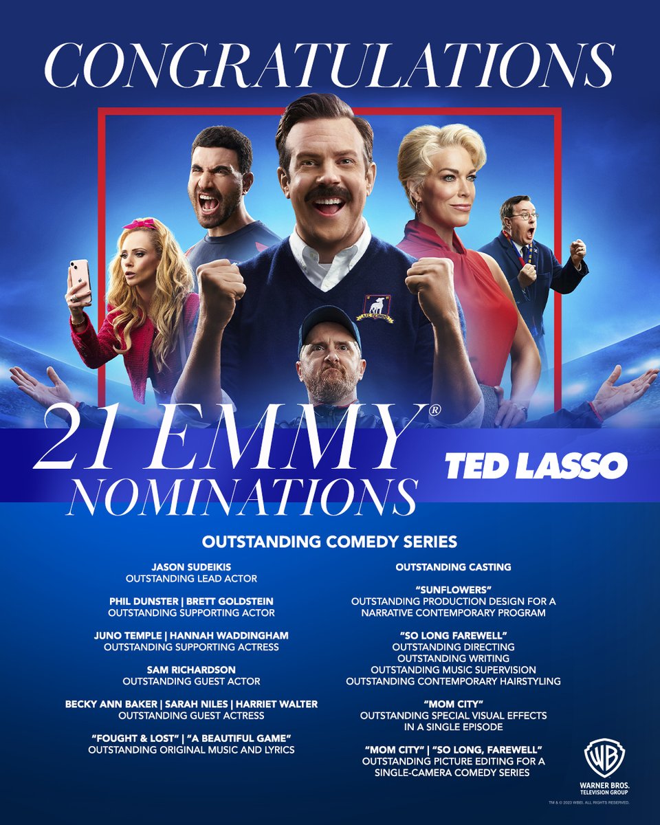 Congratulations to #TedLasso on its #Emmy nominations!