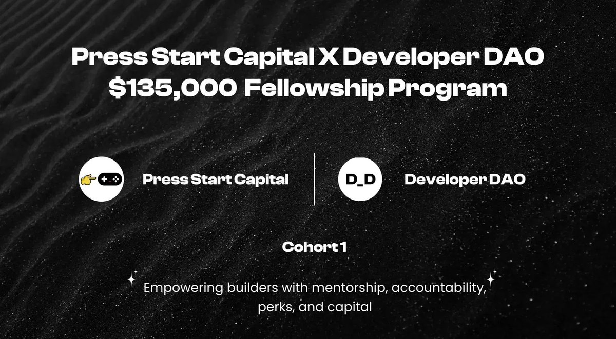 🗣️ Announcing our Fellows and Demo-day for the inaugural <a href="/PressStartCap/">Press Start Capital 👉🎮</a> X D_D Fellowship Program. 

🏆 9 Successful Projects (2 in stealth 🥷)
🏦 $15k SAFE Grants 
👭🏻 7 Week Mentorship Program 
🪧 Demo-day July 20th 

Check out our Fellows and demo-day details below 👇🏻