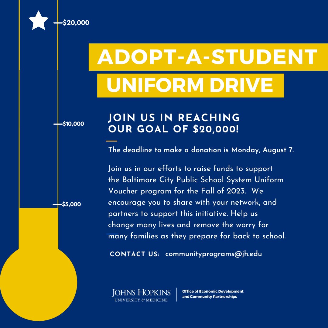 JHConnects's tweet photo. Join us in reaching our goal of $20,000! 

To learn more and donate, visit - https://t.co/GI1sMH6DcG. https://t.co/cBh7ChBNFs