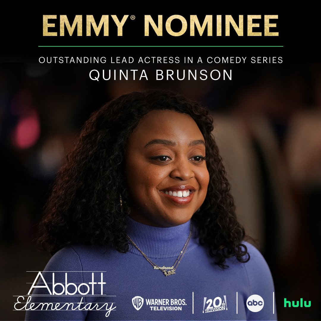 Congratulations to @quintabrunson on the #Emmy Nomination for Outstanding Lead Actress in a Comedy Series! #EmmyNoms #Emmys #AbbottElementary