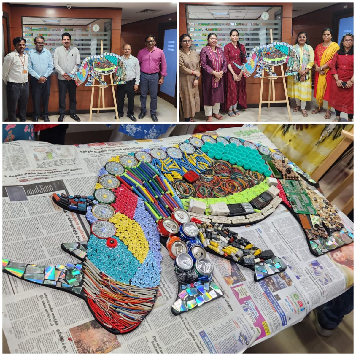 iocl_srpl1's tweet photo. Art is something that can change your perspective. And #JunkArt is no different when it comes to creating an entirely different perspective. @iocl_srpl1 Chennai created a Rhino made from junk. ED SRPL @shaitiwa was present on the occasion. @IOCL_PLHO @IndianOilcl https://t.co/SbluWsXBAl