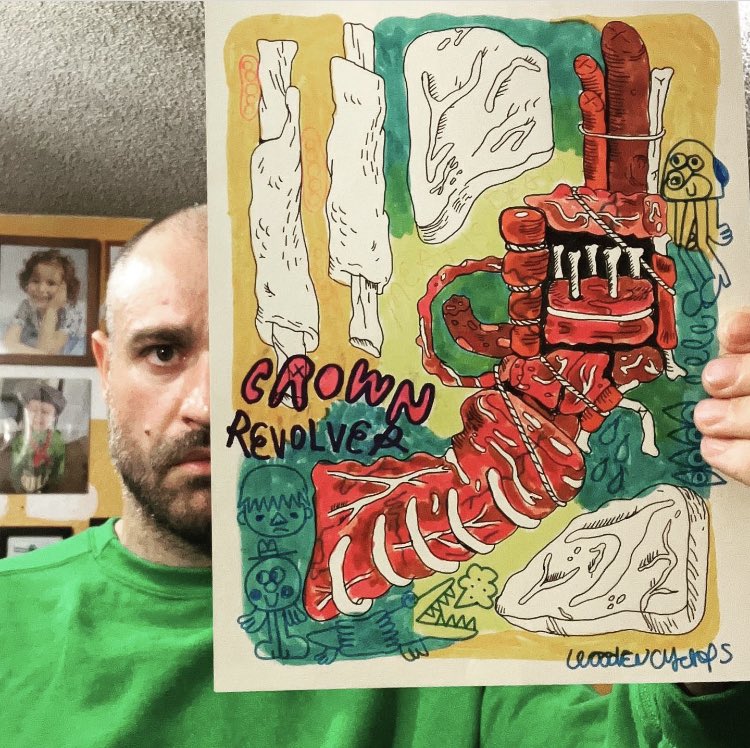 WoodenCyclops's tweet photo. Day 2: Crown Revolver #woodencyclops #draweveryday #tankdog #artist #meat #prismacolormarkers https://t.co/5VqlzoYbME