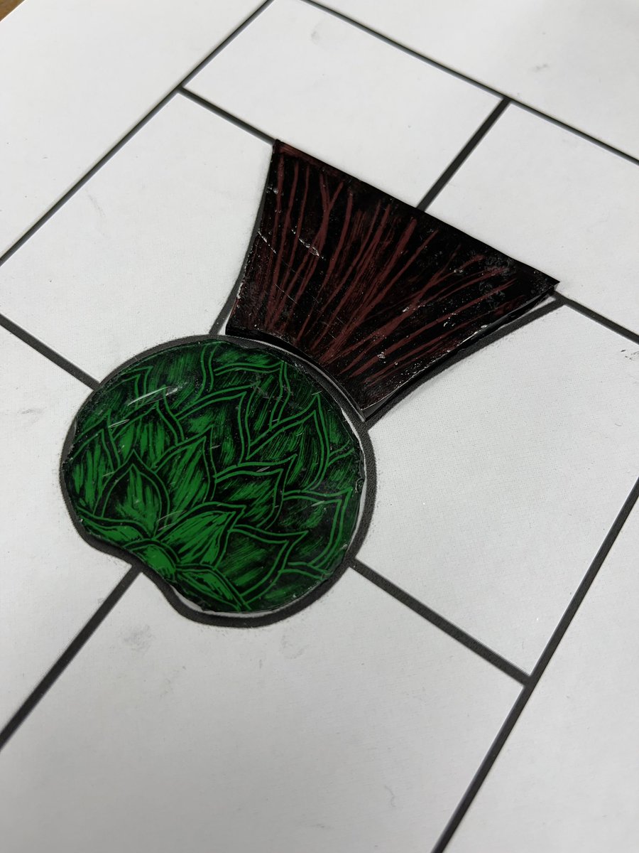 janglingspace's tweet photo. We’re working on some new painted glass accents for our popular thistle panels. 
#ScottishArt https://t.co/OS41FnSues