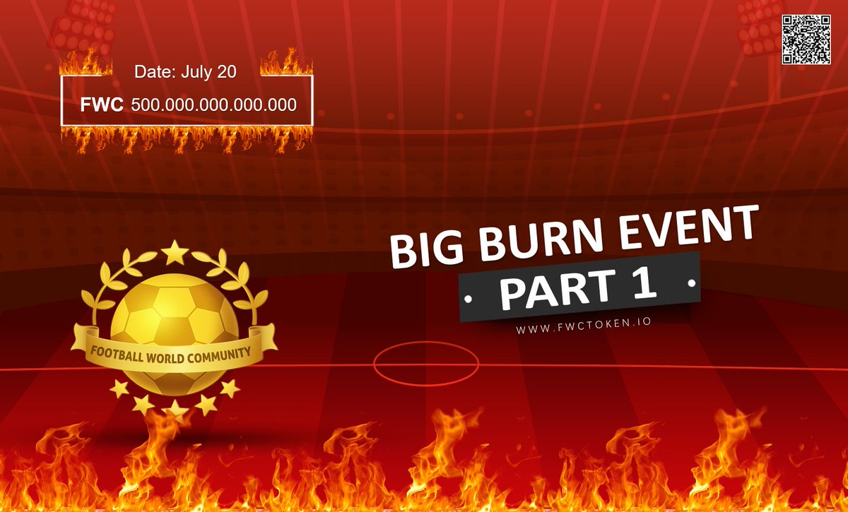 FWCOMMUNITY_Q2T's tweet photo. 🔴Big Burn Event

💥Part 1 
Total: 500.000.000.000.000 FWC

🔔Date: July 20, 2023

FWC brings something big to all of you holders💲

#Crypto #Token 
#Bigburn #Burning 
#Binance #FWC #bnb
#News #WorldCup #Brun https://t.co/fDZWmNaAg7