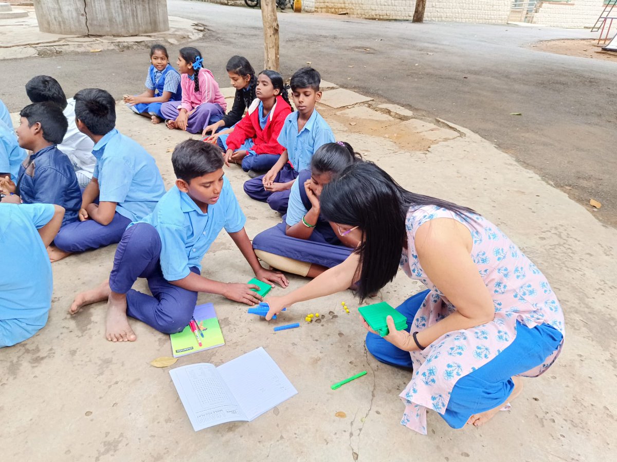 CleTrust's tweet photo. Base-ten blocks are a type of math manipulative that consists of physical blocks or cubes representing ones, tens, hundreds, and thousands. These blocks are used to teach place value.

CLE Trust conducting classes in Govt school inside IISc ,Bangalore.
#bangalore #school https://t.co/AlZoOLuOBo