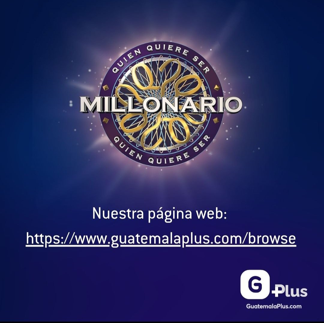 ¡Es hoy, es hoy! 🥳
Después de mucho trabajo de mucha gente, al fin en Guatemala el programa de concursos #1 en el mundo.
¡HOY 12 de julio! 8PM 
Canal Guatemala.com TV:
Claro 46
Tigo 30
CableColor 40 - 69 - 119
guatemalaplus.com/browse  #QuienQuiereSerMillonario #QQSMGT