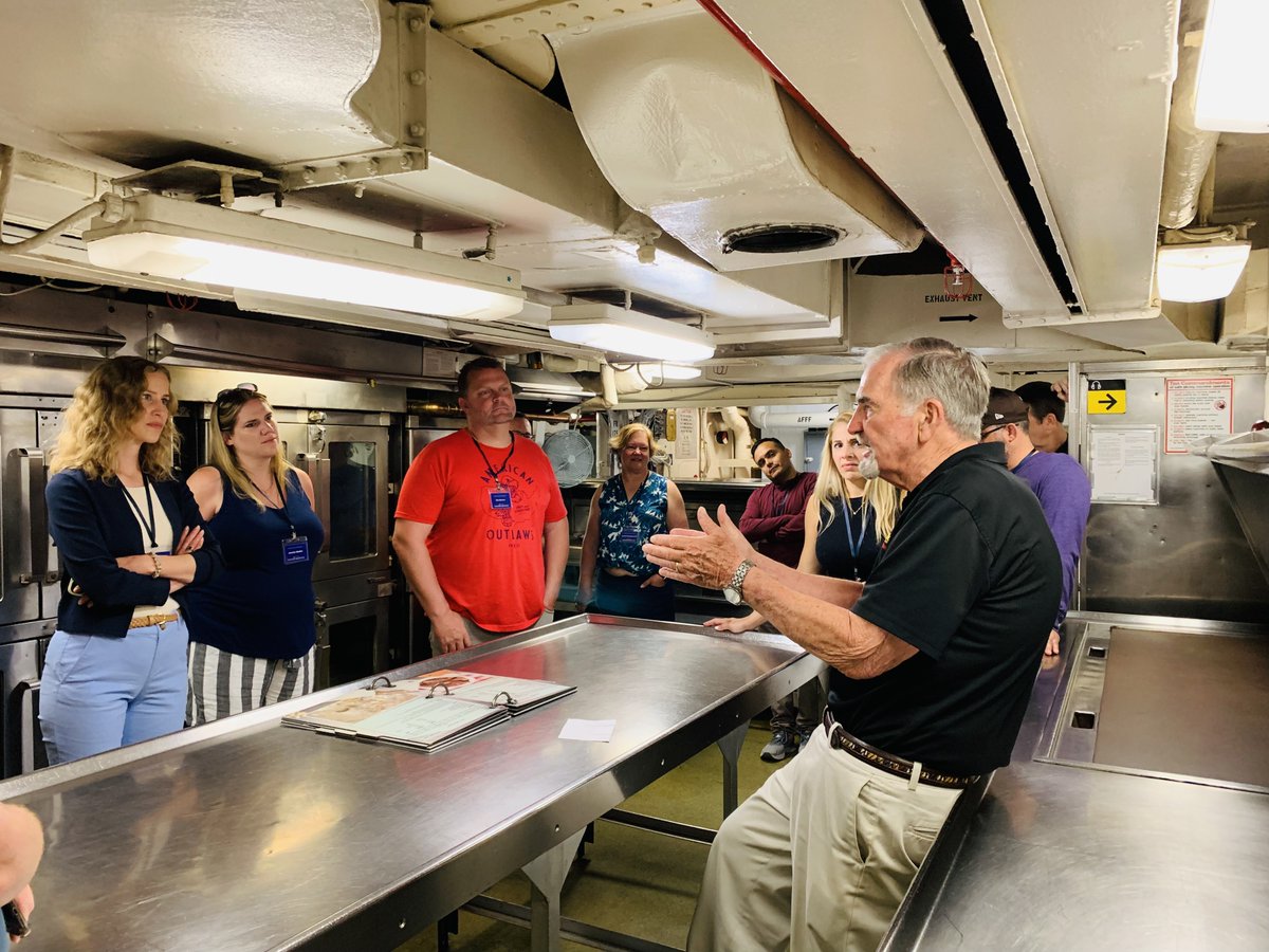 MidwayEducators's tweet photo. Full steam ahead! The second week of the Midway “Cold War, Korea and Vietnam” Seminar has had abundant highlights including a private event on board ship for teachers, ship tours with Chief Docent Rudy Shappee and the early stages of the Vietnam War.
#VietnamWar #TeacherEducation https://t.co/Lt7fcw1Mrk